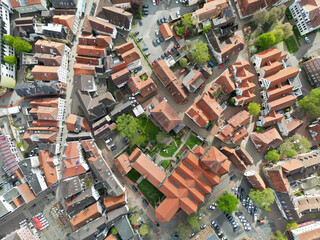 Aerial view of Minden, Germany's historic city center.