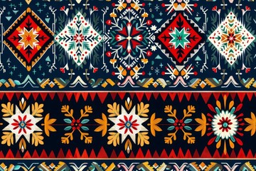 Festive ikat, holidaythemed tribal patterns, seasonal colors and motifs