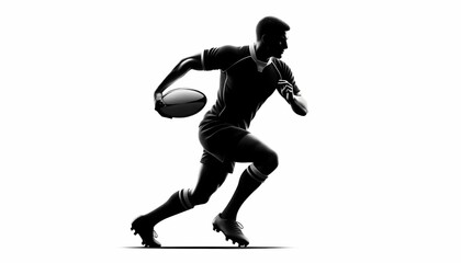 Shadow of rugby players on a white background