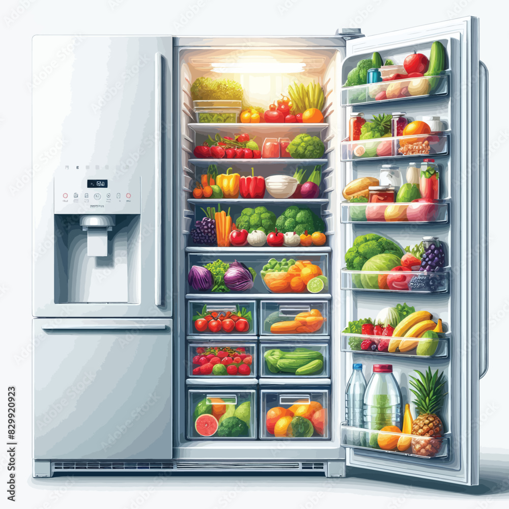 Wall mural  inside Refrigerator  Adobe Illustrator Artwork in white background 