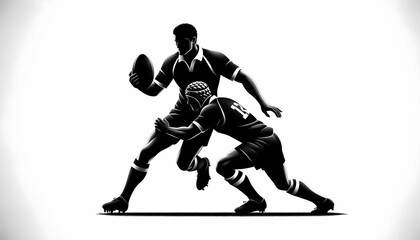Naklejka premium Shadow of rugby players on a white background