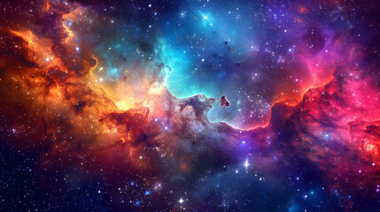 Naklejka premium Colorful space galaxy cloud nebula background. Generative AI.