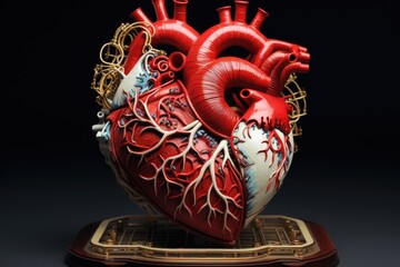 a heart with a chain around it, A journey through the human heart, exploring its chambers and valves in 3D - Powered by Adobe