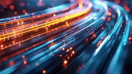 Fiber optic cables carrying data.