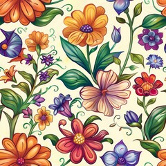 Vibrant Botanical Garden Seamless Pattern