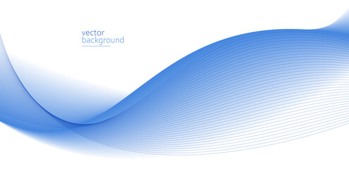 Flowing blue curve shape with soft gradient vector abstract background, relaxing and tranquil art, can illustrate health medical or sound of music.