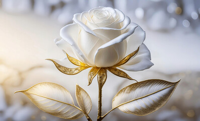Biała róża, abstrakcyjny kwiat. Motyw kwiatowy , ilustracja