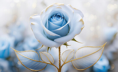 Niebieski kwiat róża. Dekoracyjny motyw kwiatowy