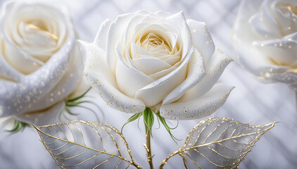 Biała róża, abstrakcyjny kwiat. Motyw kwiatowy , ilustracja