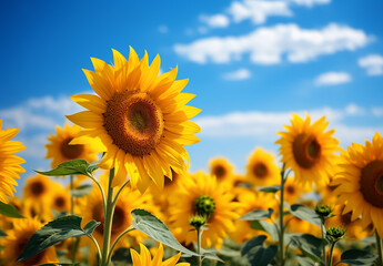 Obraz premium Sunflowers in a field of light and color