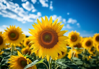 Fototapeta premium Sunflowers in a field of light and color