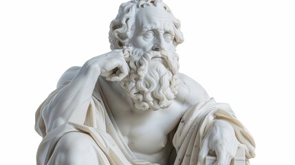 Naklejka premium marble statue of fictional philosopher isolated on white photo