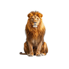 A lion is sitting on a white background
