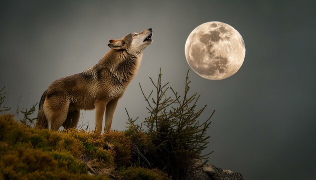 Um lobo uivando para a lua