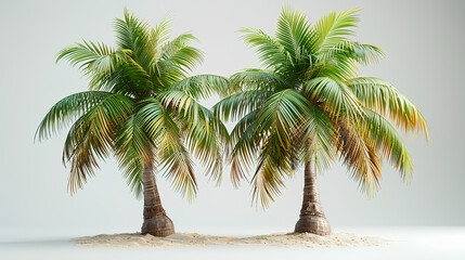 coconut tree 3d rendering of plant on white background