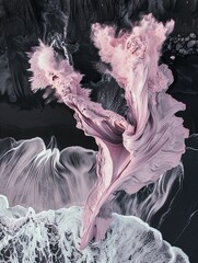 Fototapeta premium Pink Splash: Surreal Ocean Wave Art