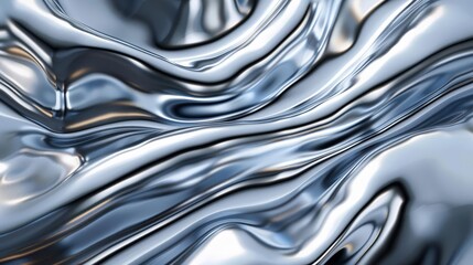 metallic liquid mercury swirling in elegant chrome waves 3d illustration