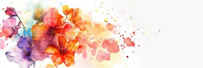 Abstract watercolor painting. Colorful floral design.