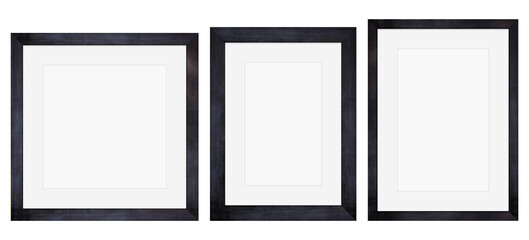 Set of black wood frame or picture frame isolated on white background. Object with clipping path