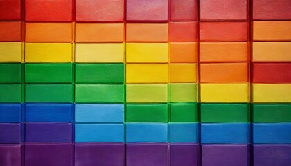 background texture of symmetrically arranged squares painted in the colors of the LGBT flag