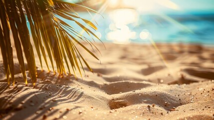 beach summer background for product presentation with beautiful lights and shadows, copy and text space, 16:9