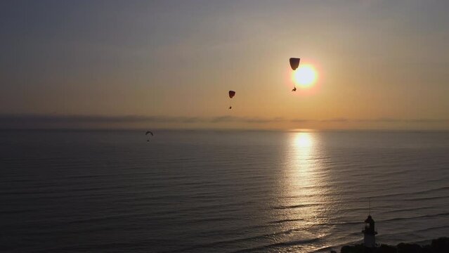 Lima Peru Dusk Cloudy day Coast Miraflores Bajada Balta December Sunset Aerial View Drone View DJI