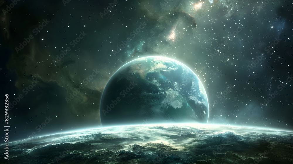 Wall mural epic concept art of a photo realistic outer space background. generative ai.