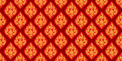 Thai Pattern Red Black background