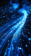 Blue light streak, fiber optic, speed line, futuristic background for 5g or 6g technology wireless data transmission, high-speed internet in abstract