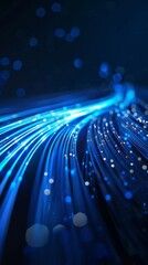 Blue light streak, fiber optic, speed line, futuristic background for 5g or 6g technology wireless data transmission, high-speed internet in abstract