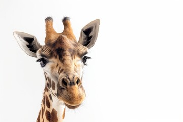 Naklejka premium Charming Giraffe Portrait with a Neutral Background