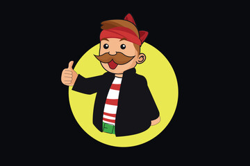 a cartoon mustache man