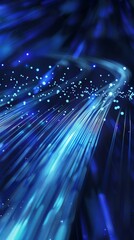 Blue light streak, fiber optic, speed line, futuristic background for 5g or 6g technology wireless data transmission, high-speed internet in abstract