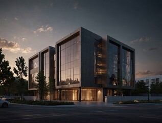 Sleek commercial building situated in an emerging residential district.