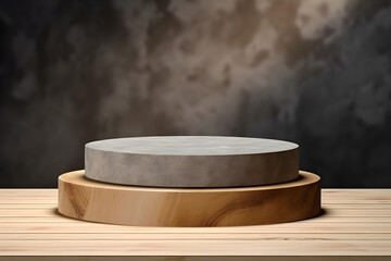 Empty Concrete and Wooden Podium
