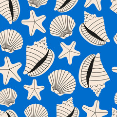 Seashells seamless pattern