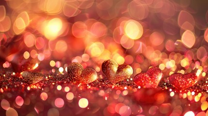 Valentine s Day Background with Shining Gold and Glitter