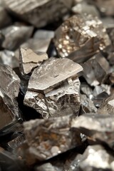 Macro photography captures the intricate details and textures of large metallic crystals