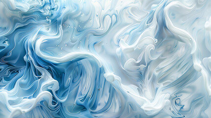 Obraz premium Abstract fluid art, white and blue swirling patterns