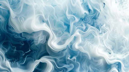 Obraz premium Abstract fluid art, white and blue swirling patterns