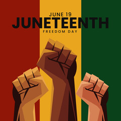 Juneteenth Fist raise up , freedom day