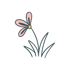 Cute single flower doodle sketch style. Simple hand drawn wildflower isolated flower vector graphic