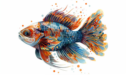 Vibrant colorful decorative fish art illustration