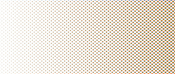 Blended  doodle pride heart on white for pattern and background, halftone effect, PRIDE month  background