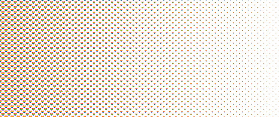 Blended  doodle pride heart on white for pattern and background, halftone effect, PRIDE month  background