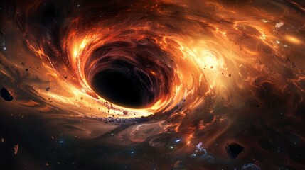 Black Hole in space, atmosphere explosion meteorite deep star concept