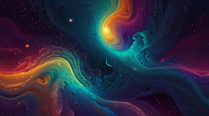 Fluid abstract background with galaxy colors theme