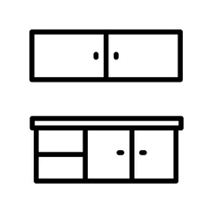 Kitchen cabinet line icon. Chef icon. Kitchen icon isolated on white background. Transparent background, minimalist symbol. Vector images