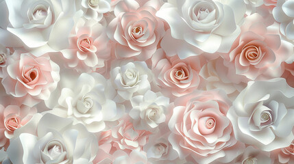 Pastel pink and white roses, floral background
