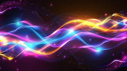 neon waves on dark background vibrant glowing abstract graphic design wallpaper